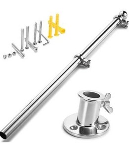 lot 63276 image: ZOMCHAIN Marine Flag Pole with Base, Flag Pole Holder, 316 Stainless Steel Flag Pole Set for Boat, Yacht, Truck and Yard - Flag Pole 35.82inch91cm