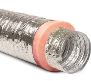 lot 63311 image: 14 Inch Flexible Aluminum Ducting Hose Insulated R-8.0 Air Duct Pipe for for Heavy Duty HVAC & Exhaust Ductwork Insulation - 25 Feet Long - in Accordance with UL 181
