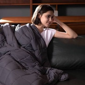lot 63318 image: Syrinx Cooling Weighted Blanket Queen Size (15 Pounds 60x80 for Adult ), Breathable Fabric with Premium Glass Beads, Heavy Blanket Suit for Person About 140lbs, Dark Grey