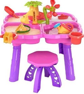 lot 63319 image: TEMI Kids Sand Water Table, 32 Pcs Beach Toys Summer Outdoor Toys for Children Boys Girls (4 in 1 Sand Water Table)