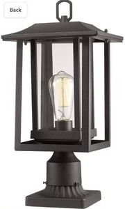lot 63321 image: Beionxii Outdoor Post Light  Modern Exterior Post Lighting Fixture with 3-Inch Pier Mount Adapter, Sand Textured Black with Clear Glass(9W x 16.75H) - A197P-1PK