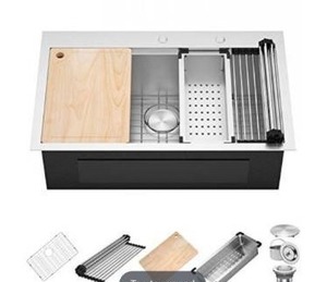 lot 63344 image: Xhome 30x22 Drop In Kitchen Sink 16 Guage Stainless Steel To Mount