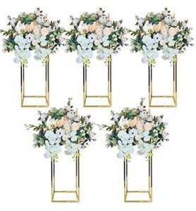 lot 63347 image: 5pcs Vases for Centerpieces Gold Centerpieces For Table Metal Vase Column Stand Gold Wedding Flower Stand (23.6 inch 5 pcs)