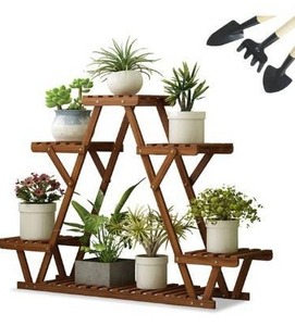 lot 63351 image: QUMENEY Bamboo Plant Stand, 6 Tier Planter Display Shelving, Large Multiple Flower Pot Organizer Holder Shelf for Indoor Outdoor Balcony Garden Patio, 34.3 x 9.8 x 22.8 inch