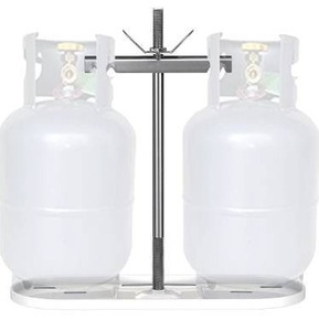 lot 63355 image: RVMATE RV Dual Propane Tank Mounting Rack for 20 lbs Tanks, for Travel Trailer Hitch Frame
