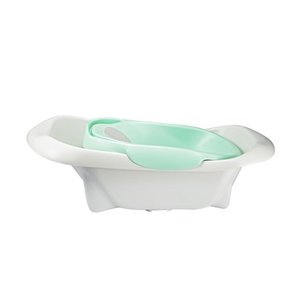 lot 63377 image: The First Years 4-in-1 Warming Comfort Tub, Newborn to Toddler Baby Bathtub, White