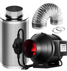 lot 63382 image: VIVOSUN Ventilation Kit 4 Inch 190 CFM Inline Fan with Speed Controller, 4 Inch Carbon Filter and 8 Feet of Ducting for Grow Tent