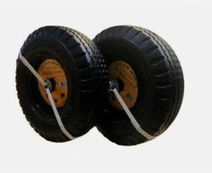 lot 63387 image: 2 New HORSESHOE 4.103.50-6 Solid Flat Free Hand Truck All Purpose Utility 13 Universal Sawtooth Wheels wGrease Fitting, Center Hub Length 3-5, Installed 34 Ball Bearing with Extra 58 Bearing