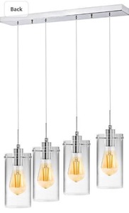 lot 63401 image: Pendant Lights, 4-Light Pendant Light Fixtures with Clear Glass Shade, Modern Hanging Pendant Light for Kitchen Island Bedroom Length Adjustable, Chrome Finish