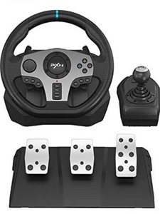 lot 63420 image: PXN V9 Gaming Racing Wheel with Pedals and Shifter, Steering Wheel for PC, Xbox One, Xbox Series XS, PS4, PS3 and Nintendo Switch