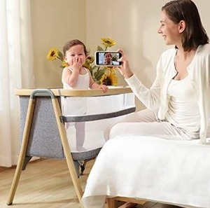 lot 63444 image: AMKE Baby Bassinets,Bedside Sleeper for Baby, Portable Baby Crib for Safe Co-Sleeping, Baby Bed for Baby Infant Newborn,Travel Bag Included (Wood Grain - 2 in 1)