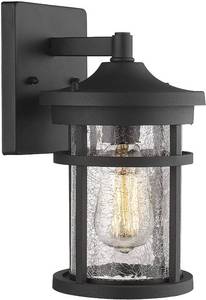 lot 63232 image: Emliviar Outdoor Light Wall Mount, Crackle Glass in Black Finish