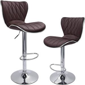 lot 63284 image: (BLACK) JONAFORS Premium Adjustable Swivel Bar Stools,Kitchen Counter Bar Stools PU Leather Padded with Back, Set of 2