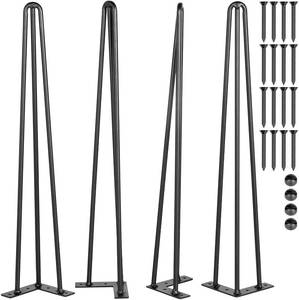 lot 63404 image: Happybuy Hairpin Table Legs 40 Black Set of 4 Desk Legs 880lb Capacity