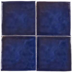 lot 63412 image: Modern 4X4 Navy Blue Distressed Glossy Ceramic Mosaic Tile - 108 Tiles