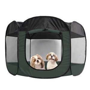 lot 35020 image: FurHaven Pet Playpen Mesh Open-Air Dog Playpen, Hunter Green, Extra Large