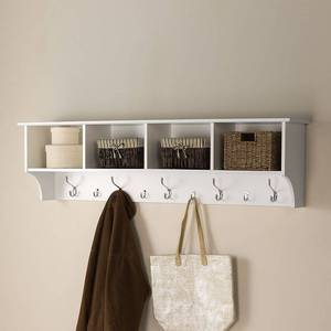 lot 35029 image: Prepac 60 Wide Hanging Entryway Shelf white