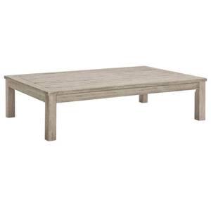 lot 35069 image: Wiscasset Outdoor Patio Acacia Wood Coffee Table in Light Gray