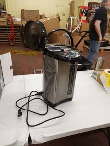 lot 35075 image: Chefman 5.3 Liter Instant Electric Auto Dispense Hot Water Pot, Stainless Steel