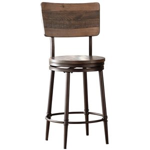 lot 35076 image: Hillsdale Furniture Jennings Swivel 26 Metal and Wood Counter Height Stool, Brown 1 only