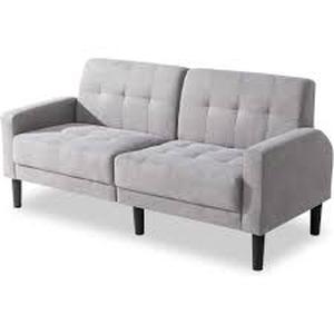 lot 35001 image: futzca 63in small modern loveseat sofa light grey 2 boxes
