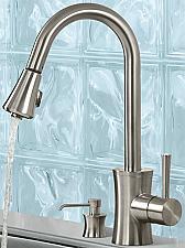 lot 2502 image: Pegasus Luca Pull Down Kitchen Faucet With Soap Dispenser Factory Sealed
