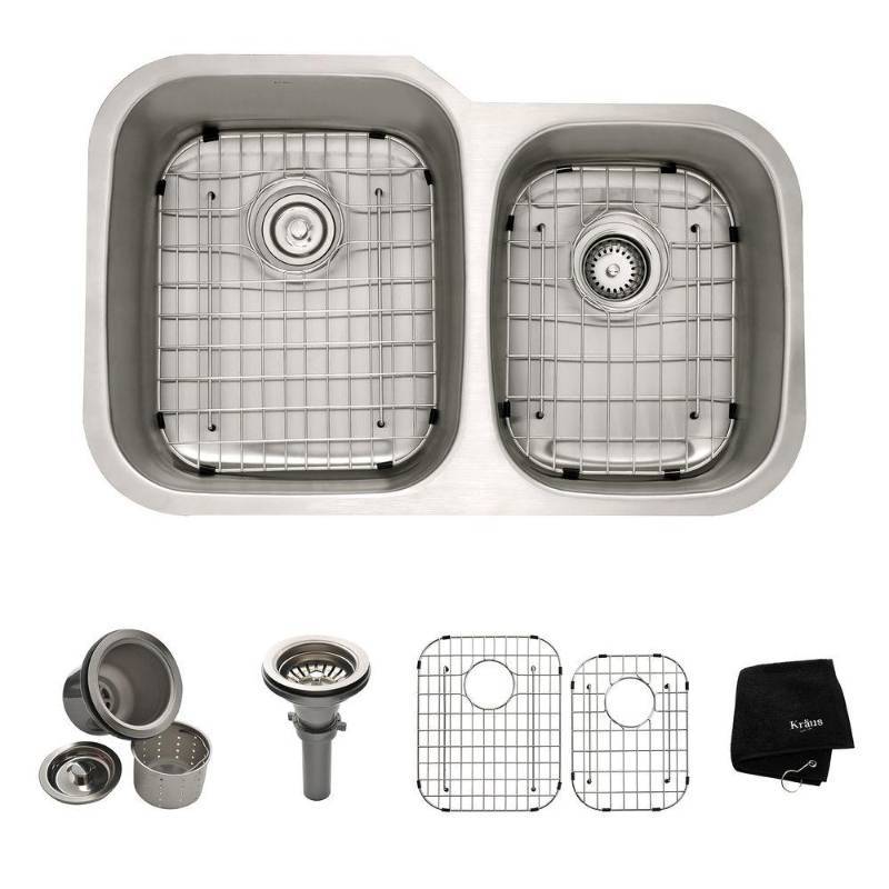 lot 2576 image: Kraus Undermount Double Stainless Steel Kitchen Sink Factory Sealed