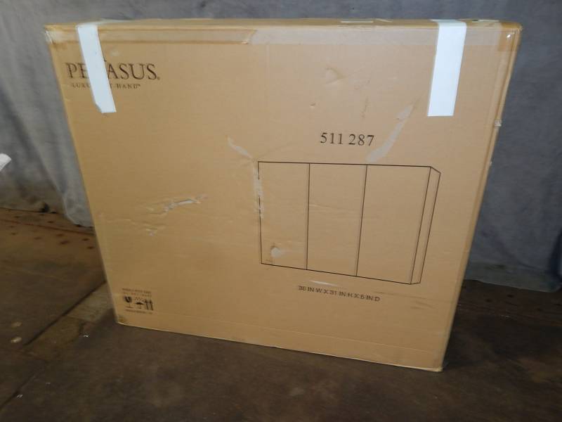 lot 2550 image: Pegasus Tri View Beveled Mirror Medicine Cabinet