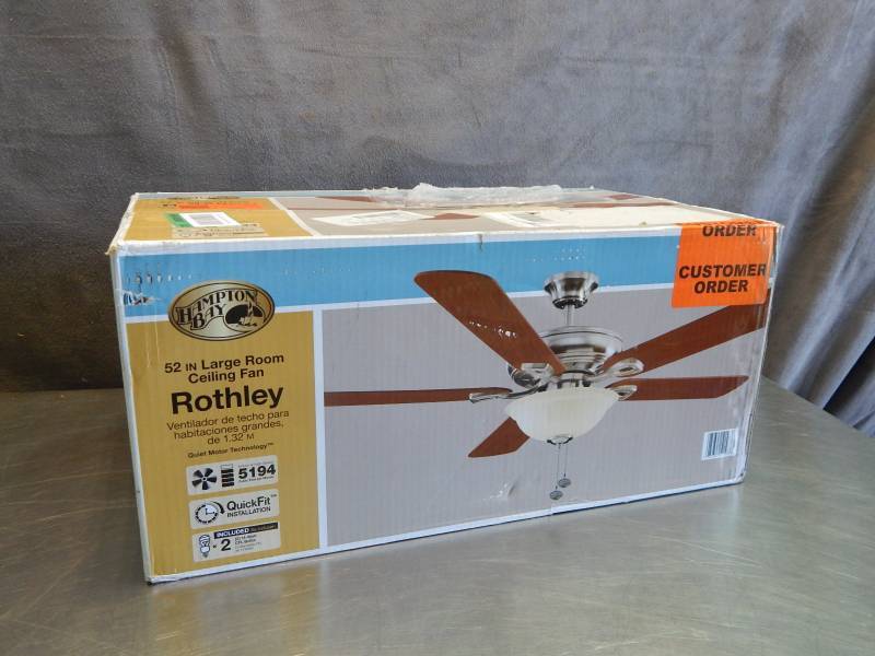 lot 2270 image: Hampton Bay Rothley 52 Large Room Ceiling Fan Factory Sealed