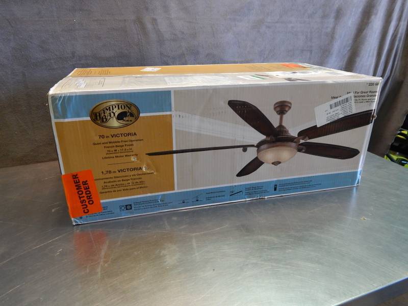 lot 2294 image: Hampton Bay Victoria 70 Ceiling Fan Factory Sealed