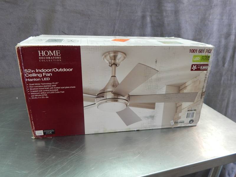 lot 2312 image: Home Decorators Collection Hanion LED 52 Indoor Outdoor Ceiling Fan Factory Sealed