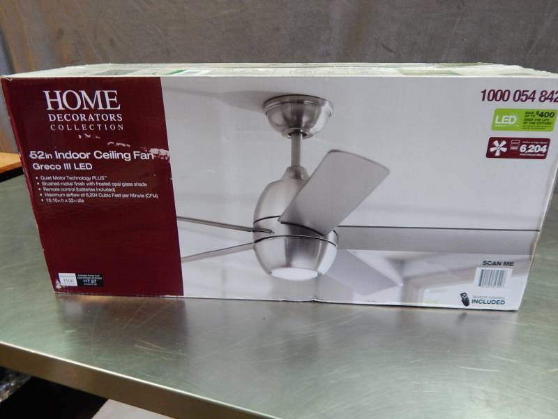 lot 2313 image: Home Decorators Collection Greco III LED 52 Indoor Ceiling Fan Factory Sealed