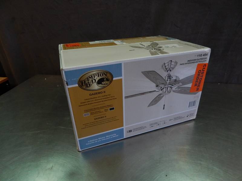 lot 2319 image: Hampton Bay Indoor Outdoor Gazebo II 42 Ceiling Fan Factory Sealed