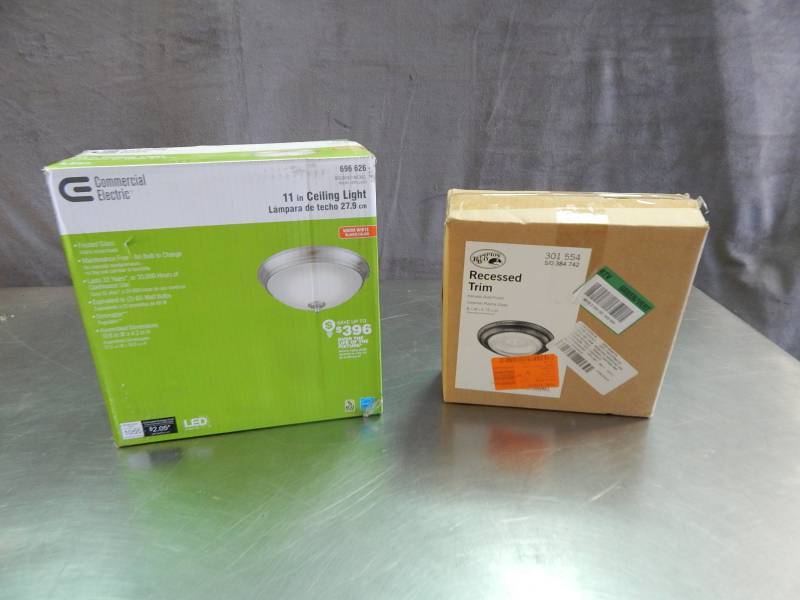 lot 2344 image: Lot of Flush Mount Light Fixture and Recessed Trim