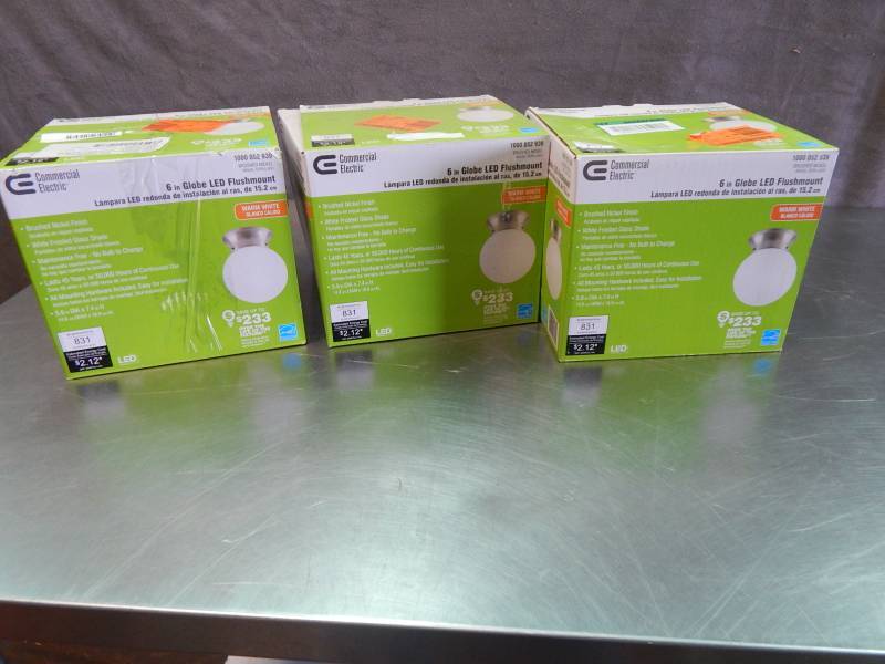lot 2408 image: Lot of Commercial Electric LED Globe Fixtures