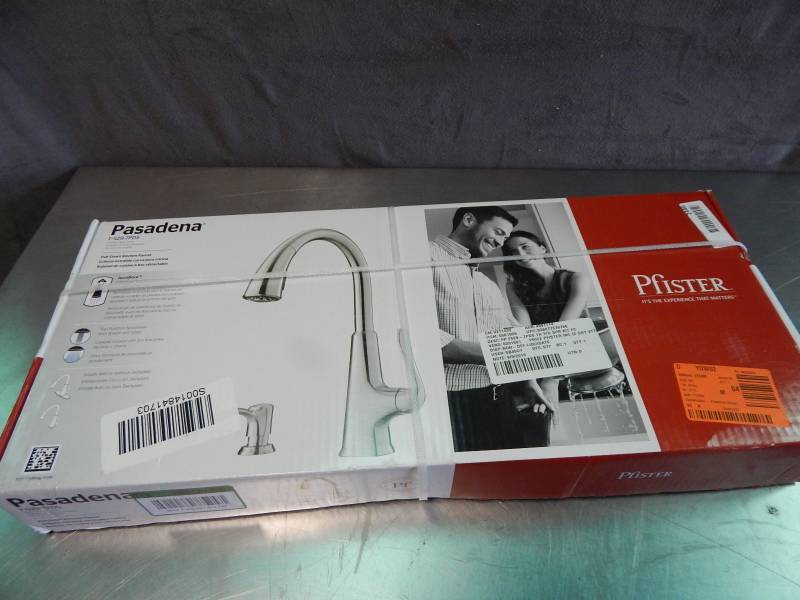 lot 2446 image: Pfister Pasadena Pull Down Kitchen Faucet Factory Sealed