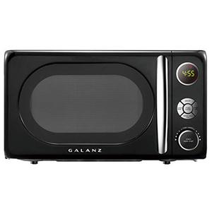 lot 64336 image: Galanz GLCMKA07BKR-07 Microwave Oven, LED Lighting, Pull Handle Design, Child Lock, Retro Black, 0.7 cu ft
