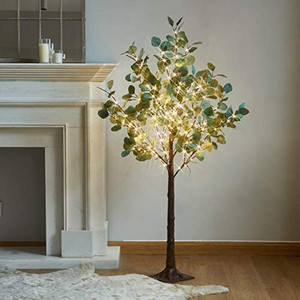 lot 64349 image: LITBLOOM Lighted Eucalyptus Tree, Artificial Plant Tree with Lights for Indoor Outdoor Home Bedroom Party Christmas Decoration