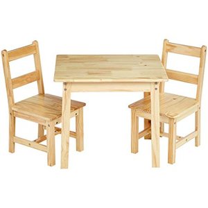 lot 64425 image: Basics Kids Solid Wood Table and 2 Chair Set, Natural