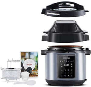 lot 64440 image: MICHELANGELO Pressure Cooker Air Fryer Combo 6 Quart, All-in-1 Pressure Cooker with Air Fryer - Two Detachable Lids for Pressure Cooker, Pressure Fryer, Air Fryer, Saute Cooker, 6 Qt