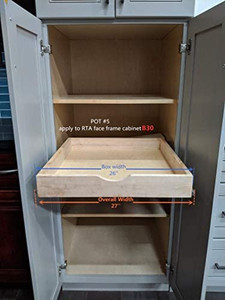 lot 64446 image: ELYSIAN Roll Wood Tray Drawer Box Kitchen Organizer Cabinet Slide Out Shelve, Pull-Out Shelf, Include Full Extension Side Sliders and Rear Mounting Brackets, Pot#5 (27W x 21D),