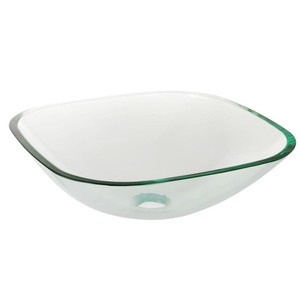 lot 64447 image: Aquaterior 16 Square Bathroom Tempered Glass Vessel Sink