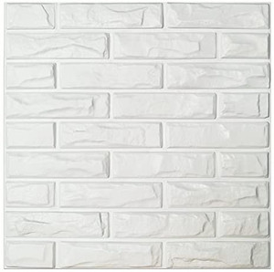lot 64453 image: Art3d PVC 3D Wall Panels White Brick Wall Tiles, 19.7 x 19.7 (12 Pack)