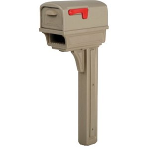 lot 64603 image: Gibraltar Gibraltar Gentry Plastic Post and Box Combo Mocha Mailbox wPost 50 in. H x 11-12 in. W x 21-34 in. L
