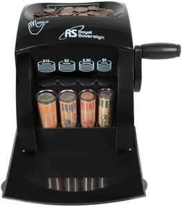 lot 64640 image: Royal Sovereign 1 Row ECO-Friendly Manual Hand Crank Coin Sorter (QS-2N), Single, Black