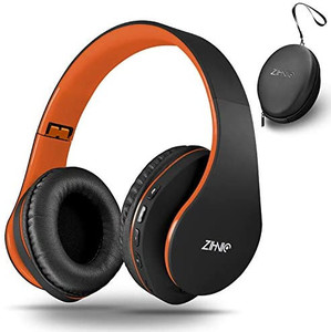 lot 67415 image: Bluetooth Headphones Over-Ear, Zihnic Foldable Wireless and Wired Stereo Headset Micro SDTF, FM for Cell Phone, PC, Soft Earmuffs &Light Weight for Prolonged Wearing (BlackOrange)