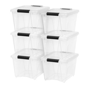 lot 67437 image: IRIS USA 19 Qt Clear Plastic Storage Box with Latches, 6 Pack