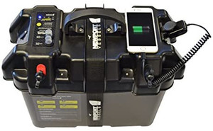 lot 67443 image: Newport Vessels Trolling Motor Smart Battery Box Power Center with USB and DC Ports