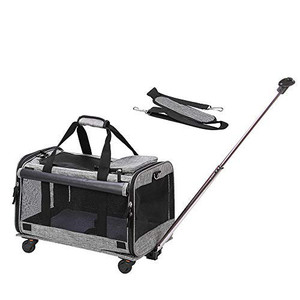 lot 67456 image: Coopeter Cat Wheel, Dog Carrier Airline Approved with Durable Mesh Panels, Pet Carrier with Telescopic Walking Handle, Easy to Fold, Rey
