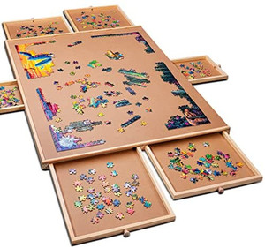 lot 67657 image: 1500 Piece Wooden Jigsaw Puzzle Table - 6 Drawers, Puzzle Board  27 X 35 Jigsaw Puzzle Board Portable - Portable Puzzle Table  for Adults and Kids